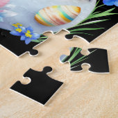 Puzzle Joyeux Kitten blanc de Pâques avec fleurs (Côté)