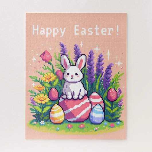 Puzzle Joyeux lapin de Pâques 8 bits art pixel (Vertical)