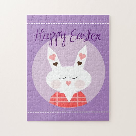 Puzzle Joyeux lapin de Pâques violet (Vertical)