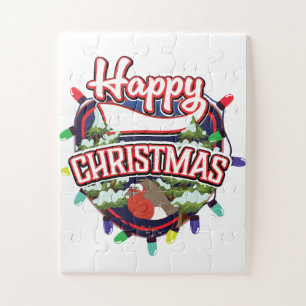 Puzzle Joyeux logo de dessin animé de Noël