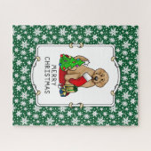 Puzzle Joyeux Noël 2 Goldendoodle (rouge doré) mignonne (Horizontal)