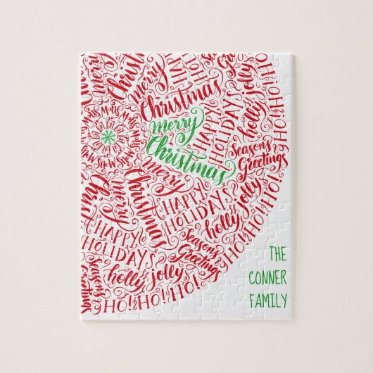 Puzzle Joyeux Noël à la main Mandala Elegant Rouge (Vertical)