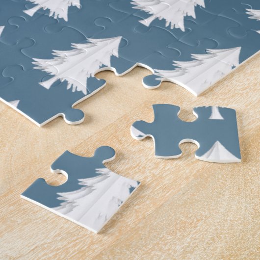 Puzzle Joyeux Noël Arbre Bleu Blanche Perle Pure (Côté)