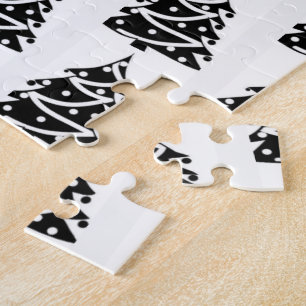 Puzzle Joyeux Noël Arbres de Noël Noir & Blanc