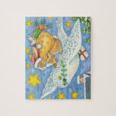 Puzzle Joyeux Noël avec un lapin en Père Noël sur un hibo (Vertical)