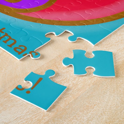 Puzzle Joyeux Noël Bauble couleur violet rouge (Côté)