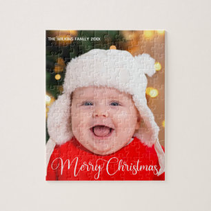 Puzzle Joyeux Noël bébé photo mignon cadeau personnalisé