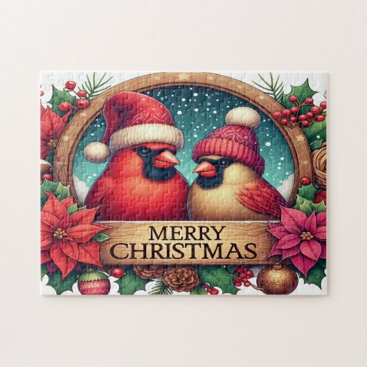 Puzzle Joyeux Noël Cardinaux (Horizontal)
