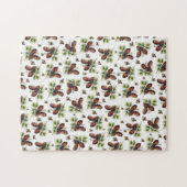 Puzzle Joyeux Noël Cônes de pin bruns Feuillage vert  (Horizontal)