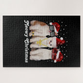 Puzzle Joyeux Noël | Cute Chat avec Père Noël (Horizontal)