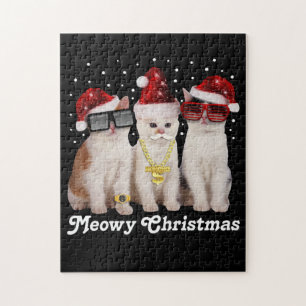 Puzzle Joyeux Noël Cute Chat avec Père Noël