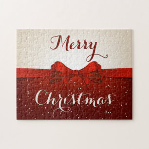 Puzzle Joyeux Noël Fente de neige et de ruban rouge