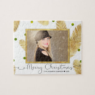 Puzzle Joyeux Noël Gold Parties scintillant Script Photo 