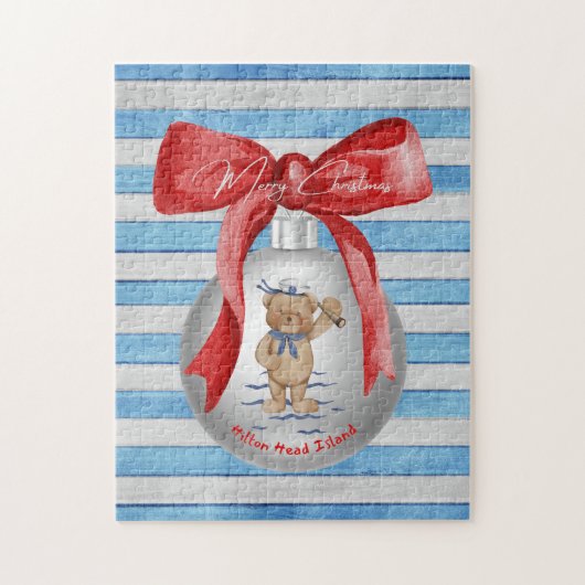 Puzzle Joyeux Noël Hilton Head Island Ours Ornement (Vertical)