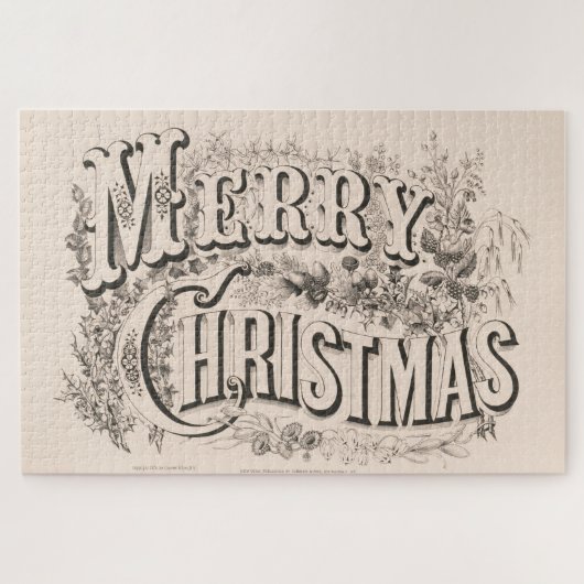 Puzzle Joyeux Noël, impression vintage Currier & Ives (Horizontal)