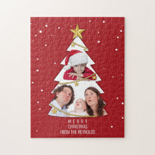 Puzzle Joyeux Noël moderne arbre photo Collage rouge