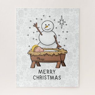 Puzzle Joyeux Noël Nativité bébé Jésus Snowman