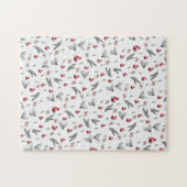 Puzzle Joyeux Noël Oiseaux Rouges Arc  (Horizontal)
