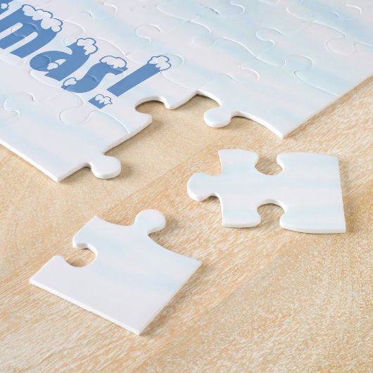 Puzzle Joyeux Noël - Père Noël avec chat et chien (Côté)