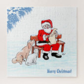 Puzzle Joyeux Noël - Père Noël avec chat et chien (Vertical)