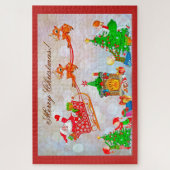 Puzzle Joyeux Noël Père Noël et Sleigh (Vertical)