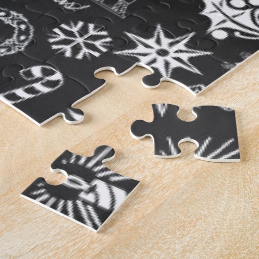 Puzzle Joyeux Noël Père Noël Symboles, noir et blanc (Côté)