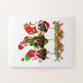 Puzzle Joyeux Noël Rottweiler Chien Xmas Light Père Noël (Horizontal)
