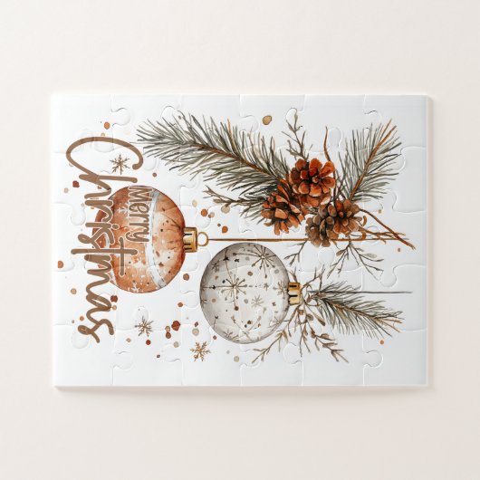 Puzzle Joyeux Noël Rustique Salutation (Horizontal)