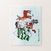 Puzzle Joyeux Noël ! Snowman avec amis (Vertical)