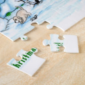 Puzzle Joyeux Noël ! Snowman avec chat et chiot (Côté)