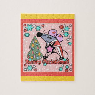 Puzzle Joyeux Noël Symbole du Nouvel An Souris Caricature