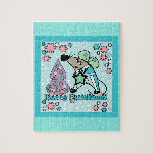 Puzzle Joyeux Noël Symbole du Nouvel An Souris Caricature (Vertical)