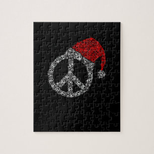 Puzzle Joyeux Noël Symbole hippie Casquette du Père Noë