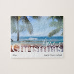 Puzzle Joyeux Noël Tropical Beach Photo<br><div class="desc">Imaginez que vous êtes à la plage un jour ensoleillé ce Noël avec ce puzzle de plage d'été amusant.</div>