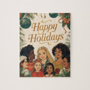 Puzzle Joyeux Noël Vintage Famille Message Nouvel An