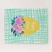 Puzzle Joyeux oeuf de Pâques rustique plaid à l'orange (Horizontal)