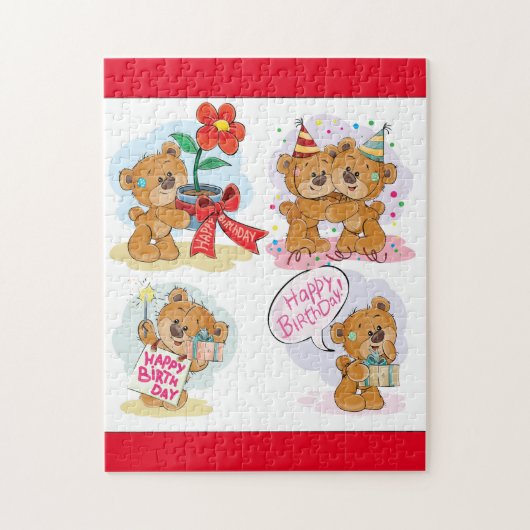 Puzzle Joyeux Ours d'anniversaire (Vertical)