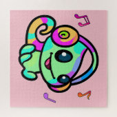 Puzzle Joyeux petit caméléon souriant avec casque. (Horizontal)