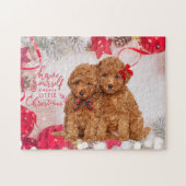 Puzzle Joyeux Petits Chiots de caniche de Noël (Horizontal)