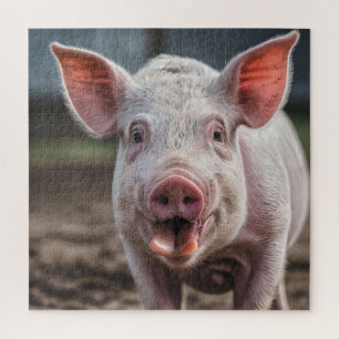 Puzzle Joyeux Poke de langue de porc blanc,