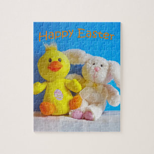 Puzzle Joyeux poussin de Pâques + lapin