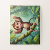 Puzzle Joyeux Singe Mignonne Dans La Jungle Personnalisé (Vertical)
