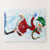 Puzzle Joyeux Snowman et Fille Dance Tango fête de Noël (Horizontal)