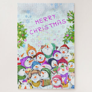 Puzzle Joyeux Snowmans Joyeux Noël Fête Fun