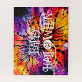 Puzzle Joyeux teint d'Halloween violet orange (Vertical)