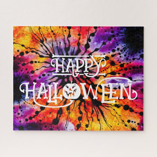 Puzzle Joyeux teint d'Halloween violet orange (Horizontal)