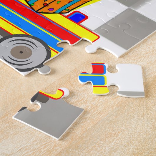 Puzzle Joyeux train de gâteaux pour garçon d'anniversaire (Côté)