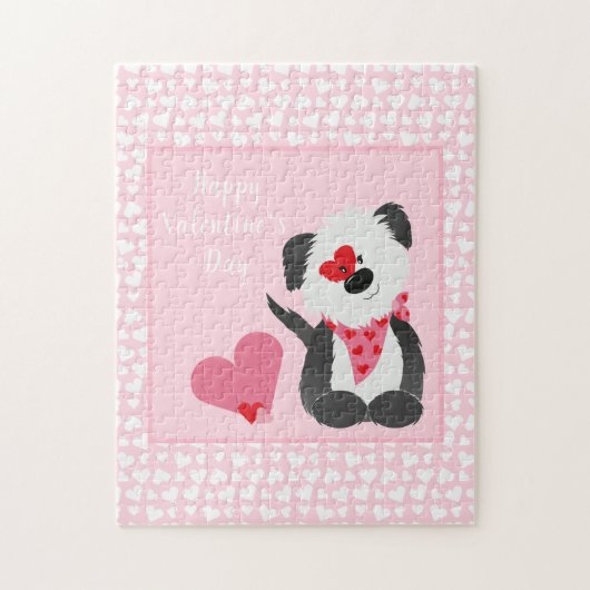 Puzzle Joyeux Valentines Jour Coeurs de chiot rose (Vertical)