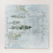 Puzzle Joyeux voeux de Noël Tempête d'hiver Pines (Horizontal)