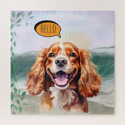 Puzzle Joyful Cavalier King Charles Spaniel in Watercolor (Vertical)